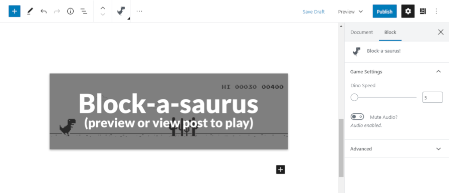 Block-a-saurus Embeds a Side-Scrolling T-Rex Game via the Block Editor ...